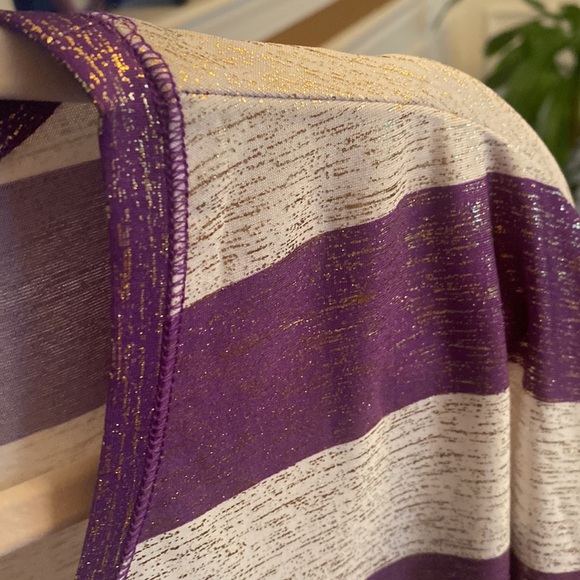 Bon Worth NWT Womens Purple, Cream & Gold Striped Short Sleeve Top - Size LP - Picture 2 of 16